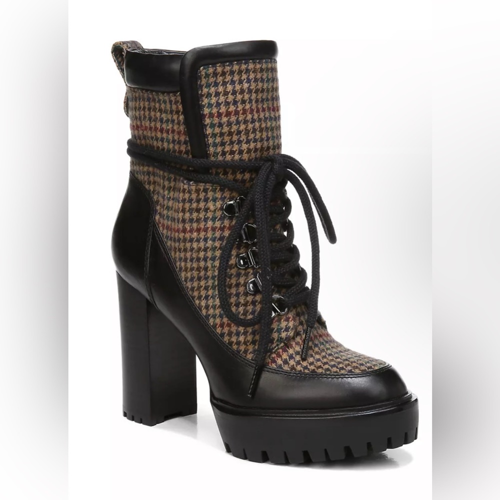 Veronica beard Hasia Houndstooth Platform Booties